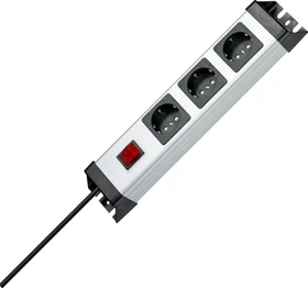 Kopp POWERversal mit Schalter, 4-fach, 1.4m, schwarz/silber