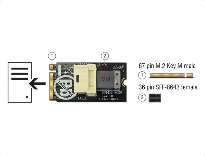 DeLOCK M.2 PCIe -> U.2 miniSAS HD