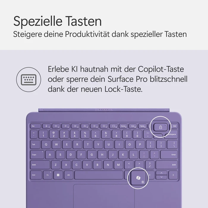 Microsoft Surface Pro 12" Keyboard Slim Pen 2 Bundle mit Copilot-Taste, violett, DE