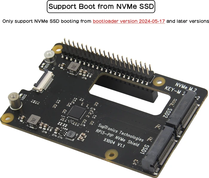 Geekworm X1004 Dual PCIe auf M.2 Key-M NVMe Adapter-Board, M.2 M-Key 2230/2242/2260/2280 NVMe Slot für Raspberry Pi 5