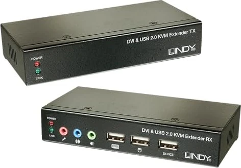 Lindy 39377 KVM Extender DVI-D/USB/Audio, 100Base-TX