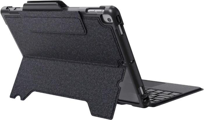 Deqster Rugged Touch Keyboard Folio für iPad 7/iPad 8/iPad 9, grau, DE