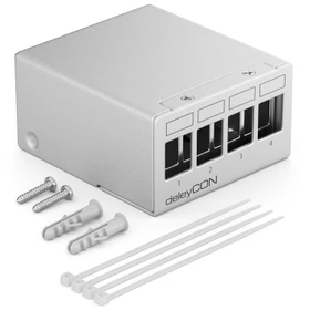 deleyCON Patchpanel Gehäuse für Keystone Module, 1HE, 4-Port, 1HE, grau