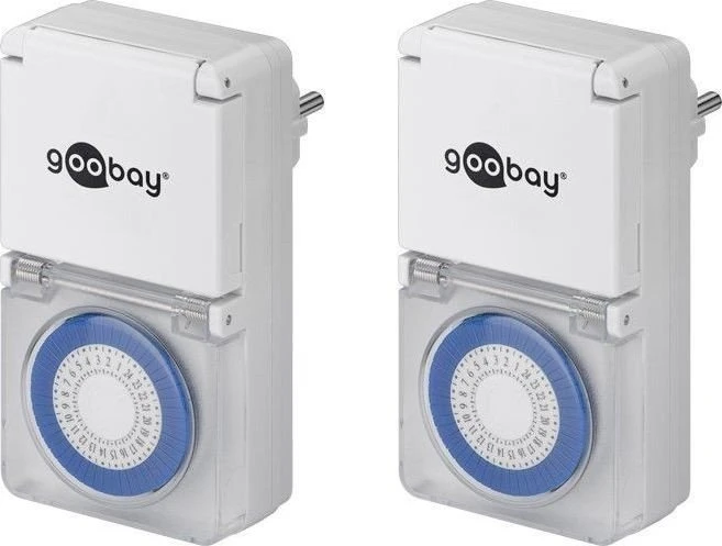goobay Analoge Zeitschaltuhr, IP44, grau, 2er-Pack (55547)