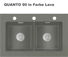 systemceram Quanto 90 Z Doppelspüle mit Ablauffernbedienung lava