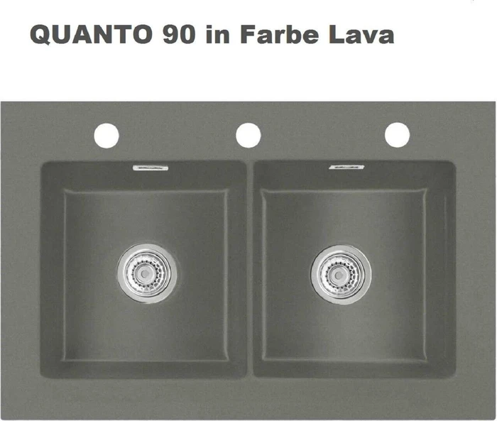 systemceram Quanto 90 Z Doppelspüle mit Ablauffernbedienung lava