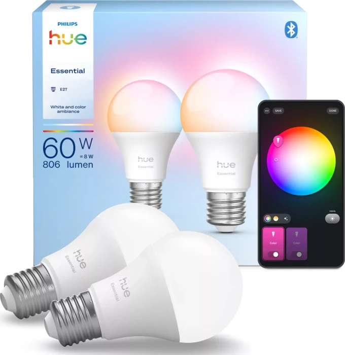 Philips Hue Essential E27 8W, 2 Stück