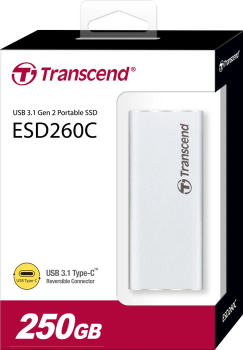 Transcend ESD260C Portable SSD, 250GB, USB-C 3.1
