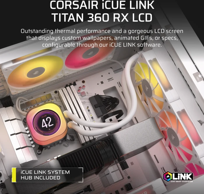 Corsair iCUE LINK Titan 360 RX LCD RGB, weiß