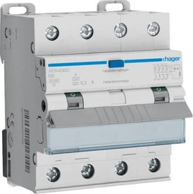Hager Fehlerstrom-Leitungsschutzschalter 4P 10kA B-6A 300mA Typ A