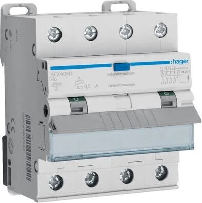 Hager Fehlerstrom-Leitungsschutzschalter 4P 10kA B-6A 300mA Typ A