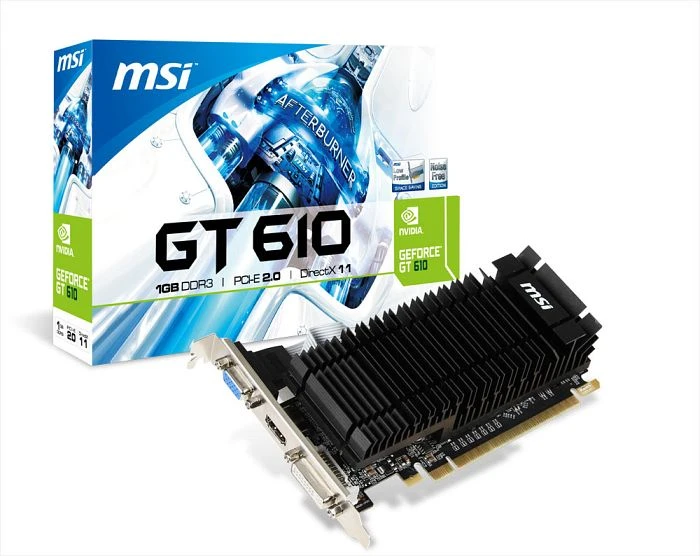 MSI GeForce GT 610, N610-1GD3H/LPL, 1GB DDR3, VGA, DVI, HDMI