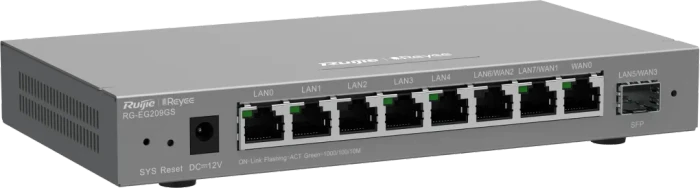 Ruijie Reyee EG200 RG-EG209GS Desktop Gigabit Smart Router, 8x RJ-45, 1x SFP