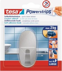 tesa Powerstrips Klebehaken Metall chrom, 1 Stück