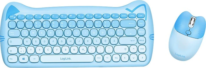 LogiLink Kitty Kindgerechtes Wireless Tastatur-Maus-Set, blau, USB, DE