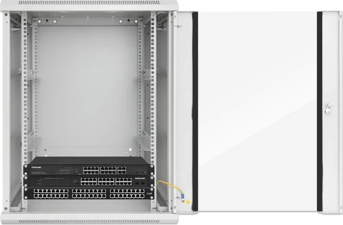 Intellinet Wandschrank 20HE, Sicherheitsglastür, IP2X, hellgrau, 450mm tief