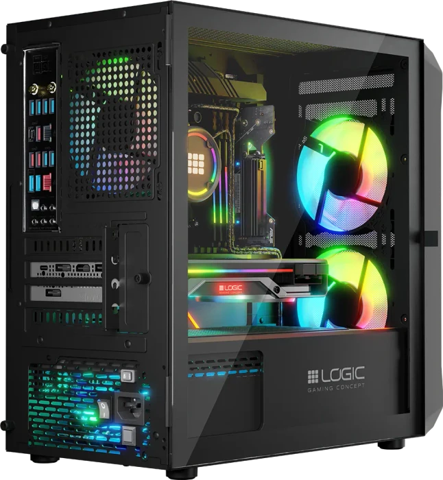 Logic Concept Portos ARGB Mini Black, Glasfenster