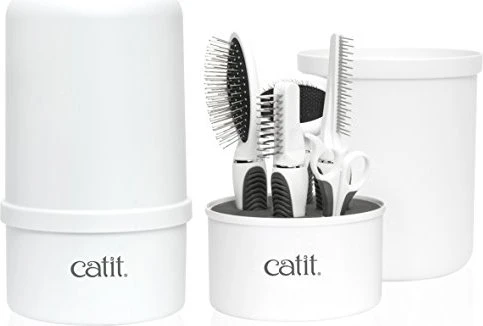 Catit Langhaar-Pflegeset, weiß/schwarz
