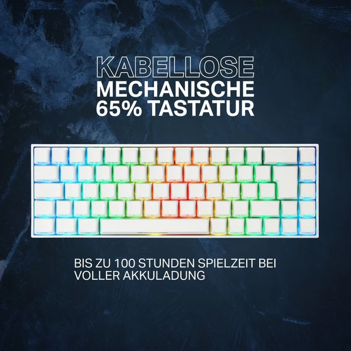 Deltaco Gaming WK95R Wireless 65% Layout, LEDs RGB, weiß, Kailh Box RED, USB/Bluetooth, DE