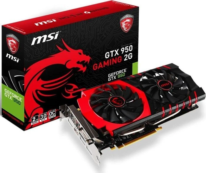 MSI GeForce GTX 950 Gaming 2G, 2GB GDDR5, DVI, HDMI, 3x DP