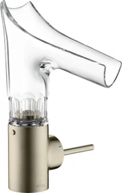 Hansgrohe Axor Starck V 140 Waschbeckenarmatur mit facettenschliff Glasauslauf brushed nickel