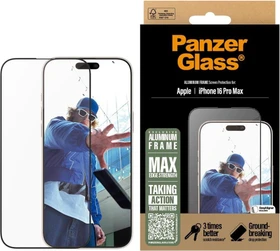 PanzerGlass Screen Protector Aluminum Frame Ultra-Wide Fit für Apple iPhone 16 Pro Max