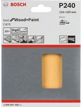 Bosch Professional C470 Best for Wood and Paint Schleifblatt K240, 107x115mm, 10 Stück