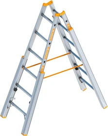 Layher Topic 1061 Alu 2-tlg. Stufen-Stehleiter, 2x 6 Stufen