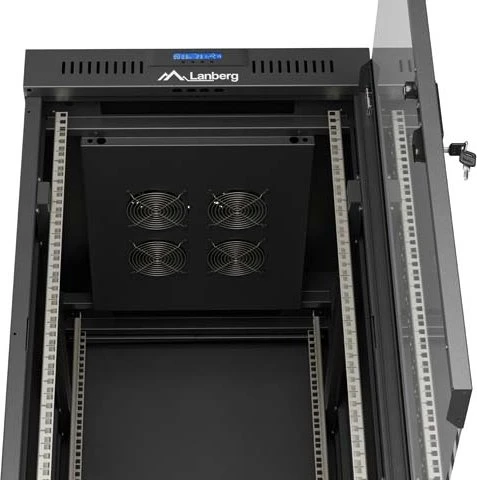 Lanberg 19" Rackschrank 22HE, LCD, freistehend, Flat Pack, V2, Glastür, IP20, RAL 9004, 800mm tief