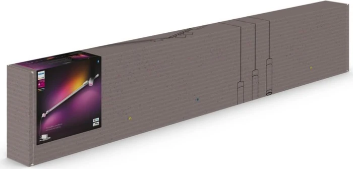 Philips Hue White and Color Ambiance Basis Perifo Schienensystem für die Wand gerade mit 2 Spots & 1 Gradient Light Tube groß weiß