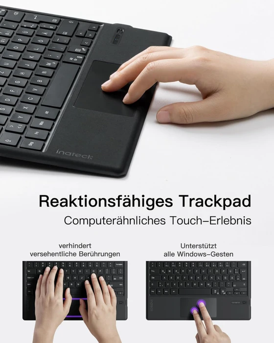 Inateck Bluetooth-Tastatur-Hülle für Surface Pro 7/7+/6/5/4, schwarz, DE
