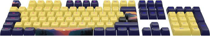 Dark Project Sunset Multilingual Keycaps, Kunststoff (PBT) Double-Shot, CSA-Profil, gelb/blau, 177 Tasten, ANSI & ISO