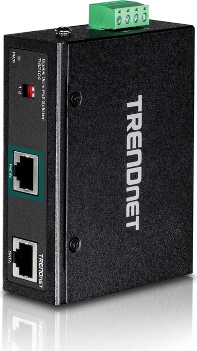 TRENDnet Industrial Railmount Gigabit PoE-Splitter, 2x RJ-45, PoE++ PD