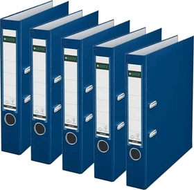 Leitz Qualitäts Ordner 2-Ring 180° Plastik, 80mm, A4, blau, 5er-Pack