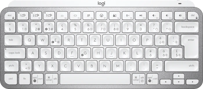 Logitech MX Keys Mini, LEDs weiß, Logi Bolt, Pale Gray, weiß/grau, USB/Bluetooth, CH