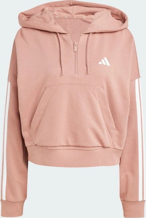 adidas Essentials 3-Streifen French Terry Quarter-Zip Hoodie warm clay/white (Damen)