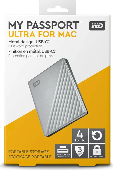 Western Digital WD My Passport Ultra for Mac, 4TB, USB-C 3.0