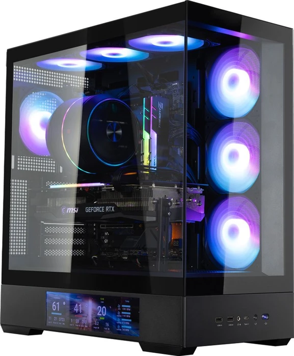 Zalman P40 DS Black, schwarz, Glasfenster