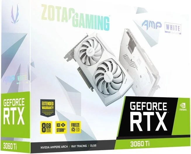 Zotac Gaming GeForce RTX 3060 Ti AMP White Edition LHR, 8GB GDDR6, HDMI, 3x DP