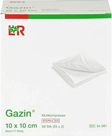 Lohmann & Rauscher Gazin Mullkompresse steril 8-fach, 10 x 10cm,    50 Stück (25x 2 Stück)