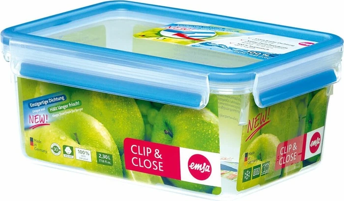 Emsa Clip&Close rechteckig Aufbewahrungsbehälter 2.2l blau