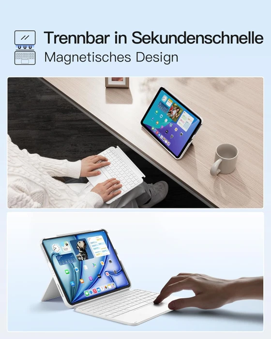 Inateck Ultraleicht Tastatur für iPad Air 6/iPad Air 5/iPad Pro 11", weiß, DE