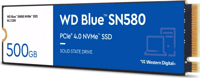 Western Digital WD Blue SN580 NVMe SSD 500GB, M.2 2280 / M-Key / PCIe 4.0 x4