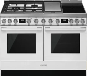 Smeg Portofino CPF120IGMPWH Doppel-Elektroherd mit Gas-/Induktionskochfeld