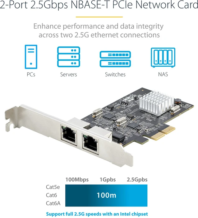 StarTech 2.5G LAN-Adapter, 2x RJ-45, PCIe 3.0 x2