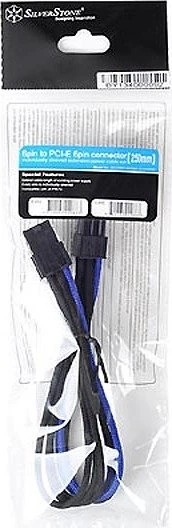 SilverStone PP07-PCIBA, 6/8-Pin PCIe Verlängerung 250mm, sleeved schwarz/blau