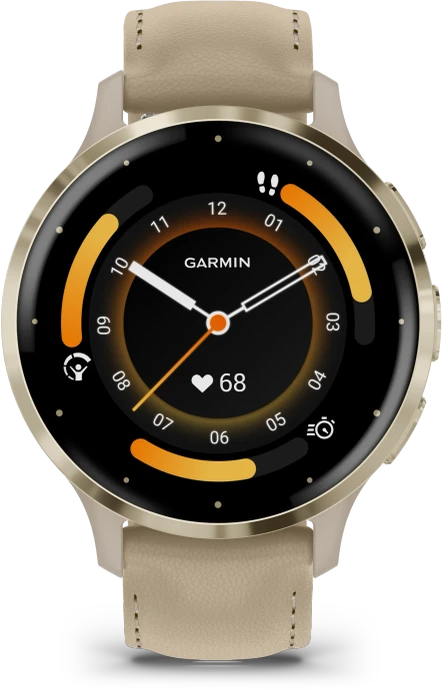 Garmin Venu 3S soft gold/french grey leather