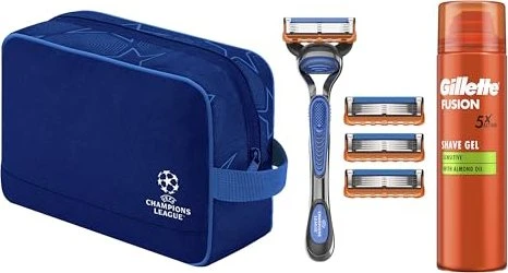 Gillette Fusion5 UEFA Champions League Edition Rasierer + 4 Wechselklingen + Tasche + Rasiergel