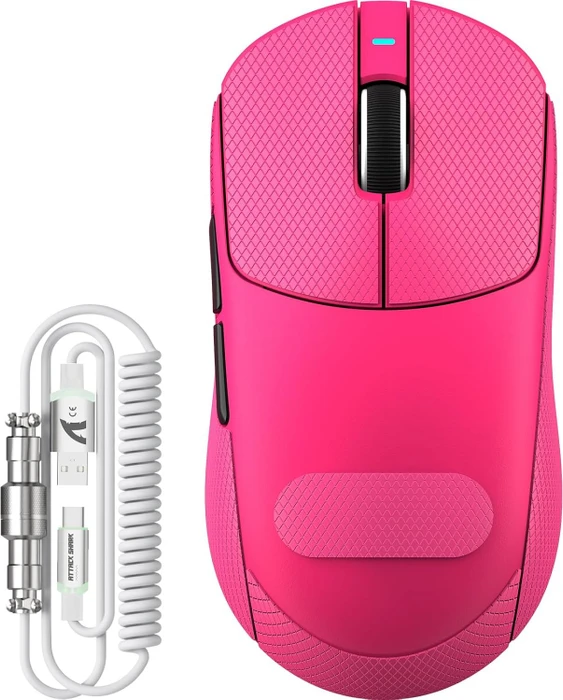 Attack Shark X8 Plus Tri-mode Wireless Gaming Mouse, Berry Red, inkl. Grip Tape & C06 Ultra LED Kabel, USB/Bluetooth