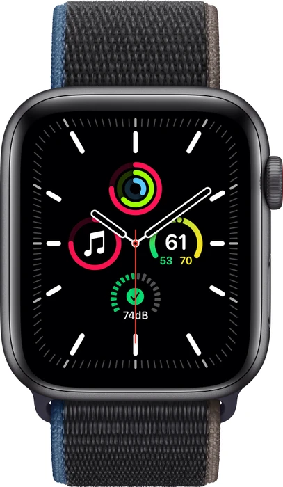 Apple Watch SE (GPS + Cellular) 44mm space grau mit Sport Loop kohlegrau